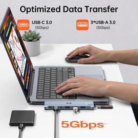 USB-C data port enabling high-speed file transfer via the hub