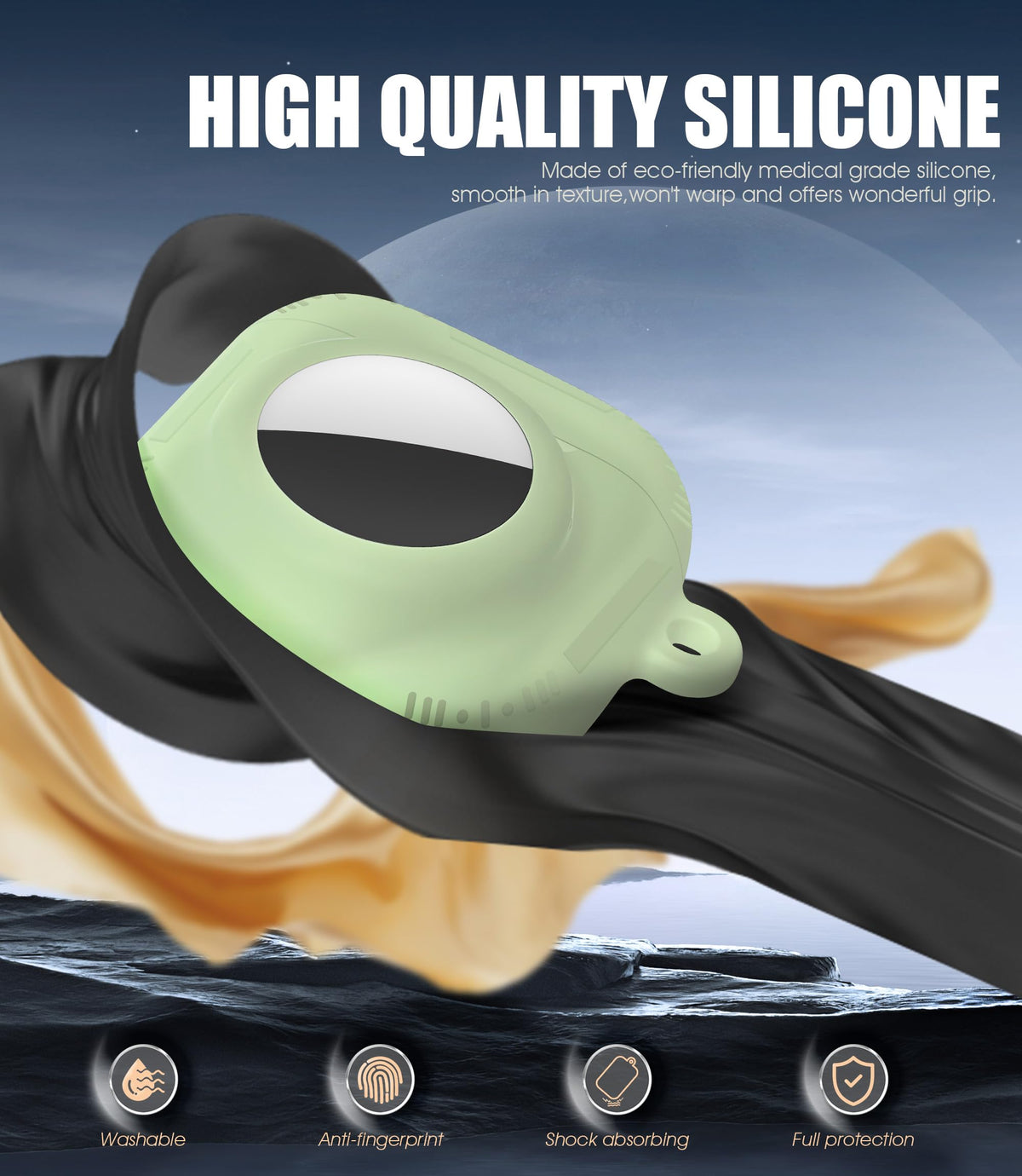 Durable silicone provides comfortable grip and reliable protection from everyday wear.
