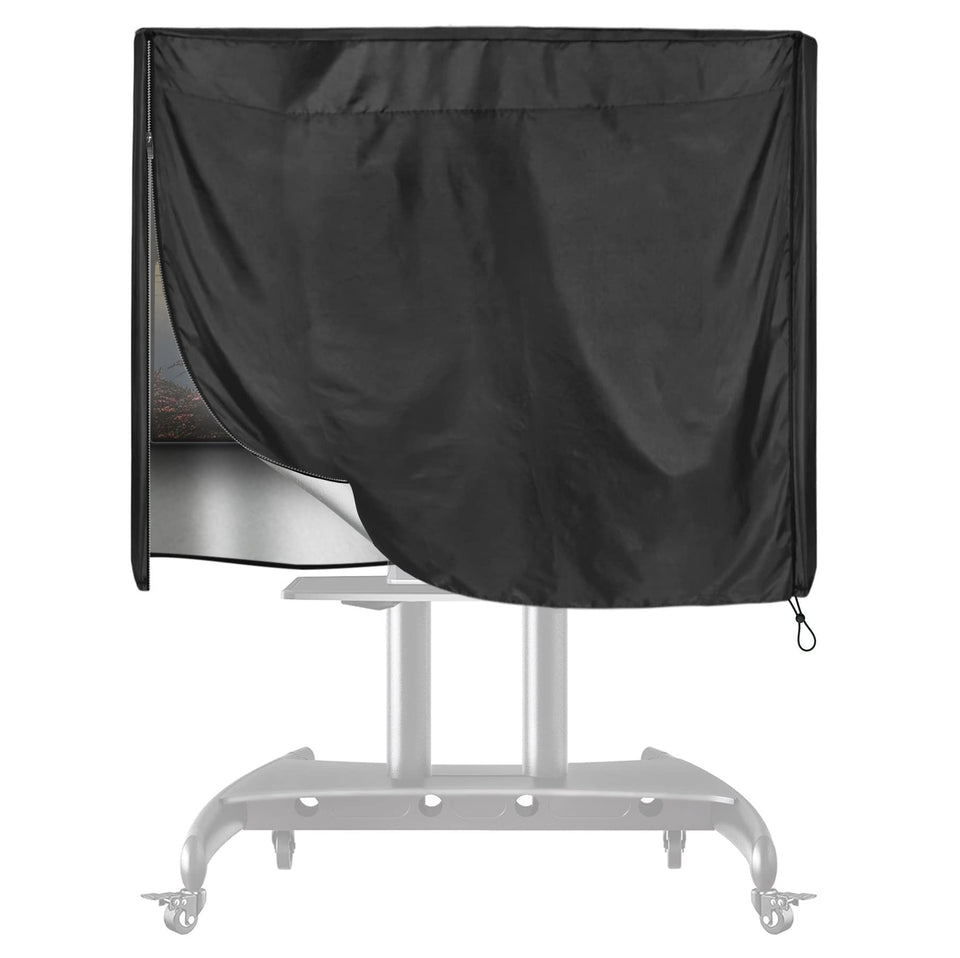 SELUGOVE front view on mobile TV cart showing full coverage and protection