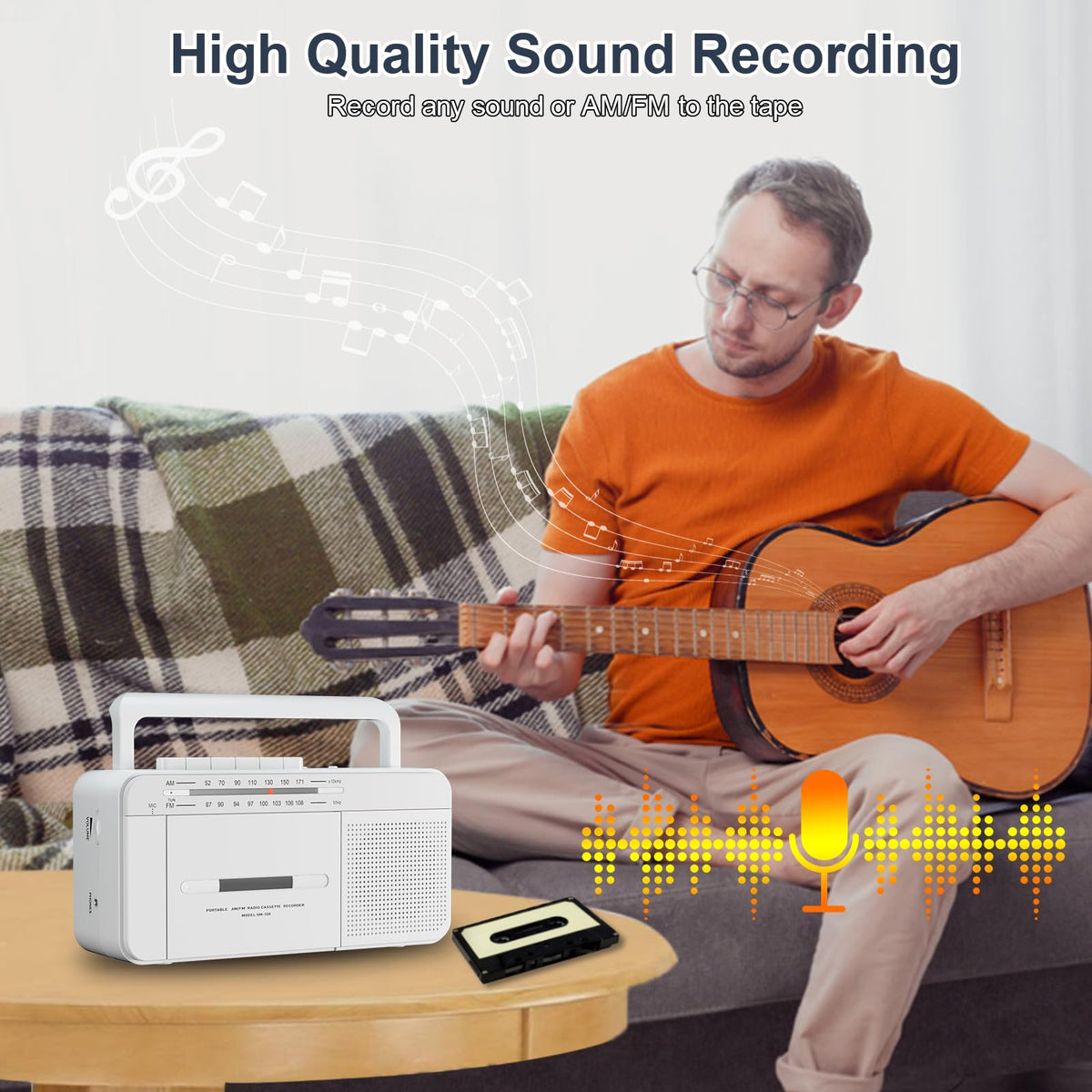 SEMIER boombox AM/FM dial highlighting clear tuning and accessible controls