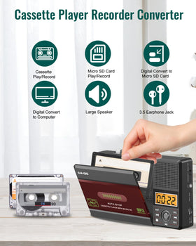 SEMIER cassette compartment open displaying tape loading for secure playback
