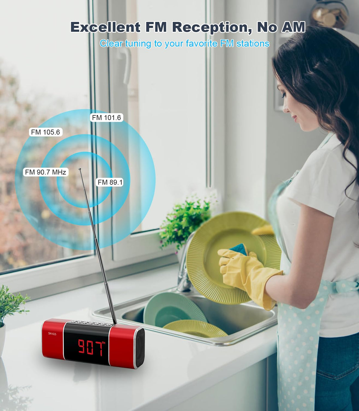 SEMIER large display makes channel selection quick and easy during busy mornings.