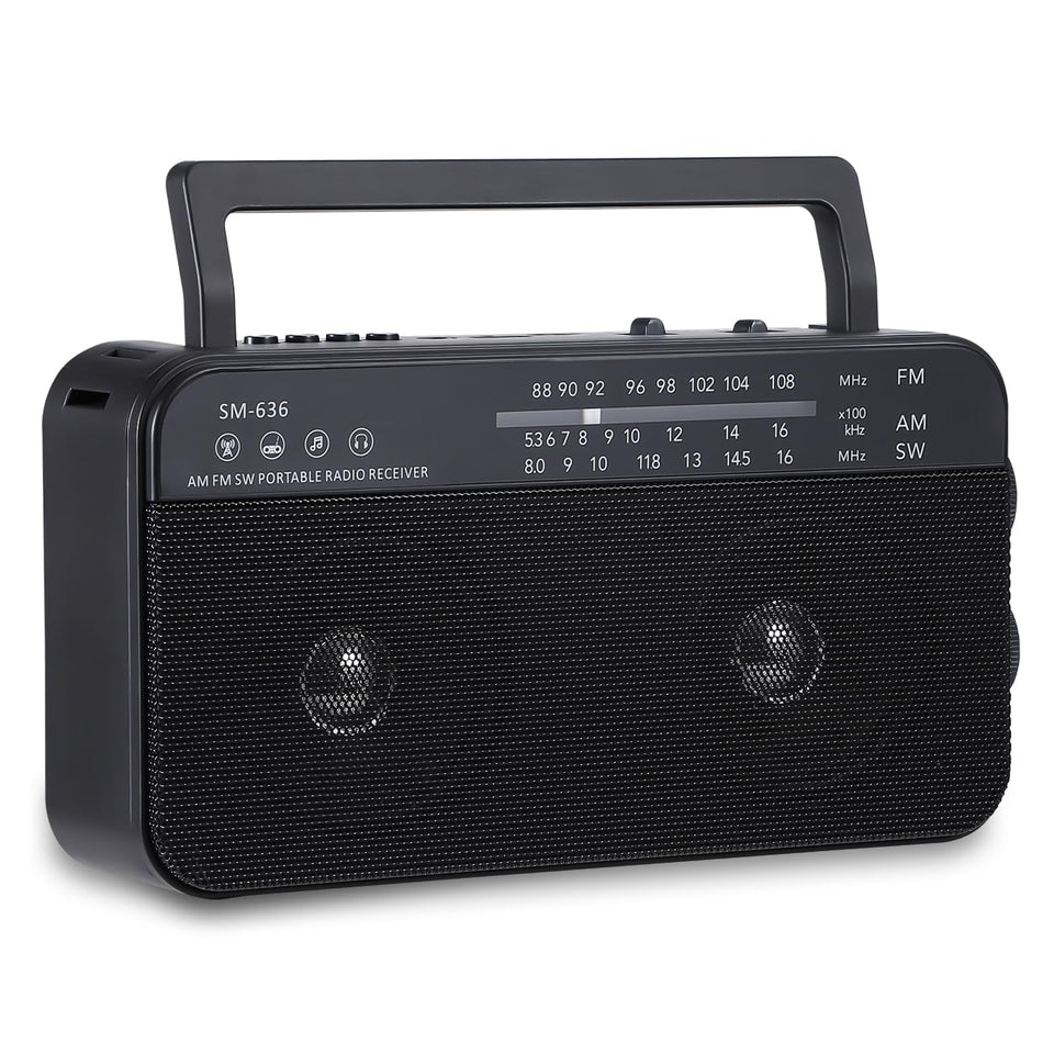 SEMIER portable radio front view highlighting compact design for easy carrying