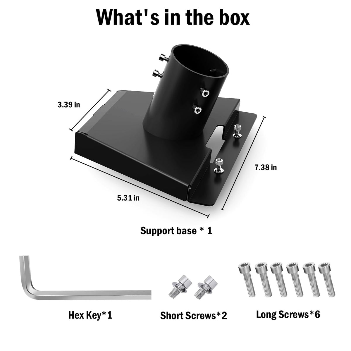 Semusgx pole mount kit in black for rooftop or wall mounting.