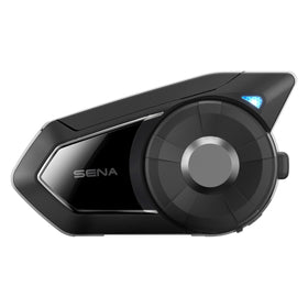 Sena 30K headset front view with premium HD speakers for clear on-road audio.