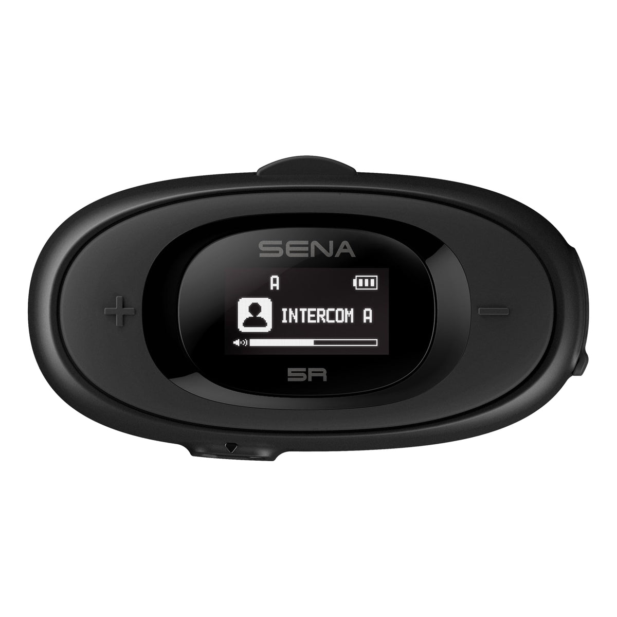 Sena 5R front unit showing controls and compact design for easy helmet fit