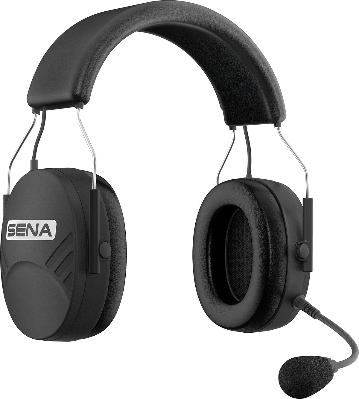 Sena Tufftalk Lite headset worn over the head for all-day comfort in noisy workplaces.
