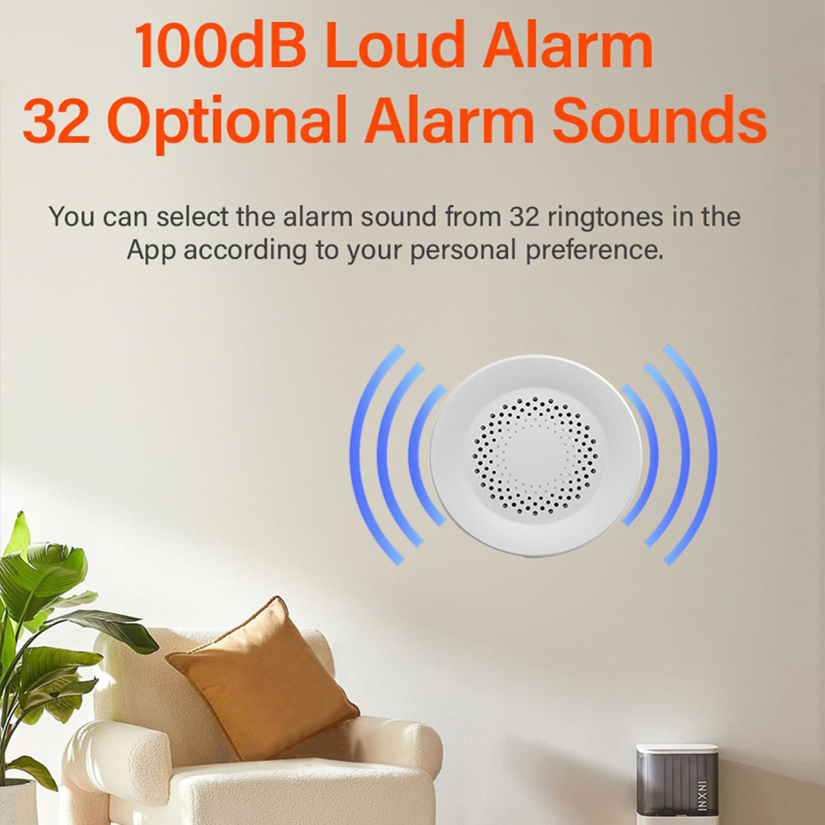 SENCKIT WiFi Siren front view highlights 100 dB alert