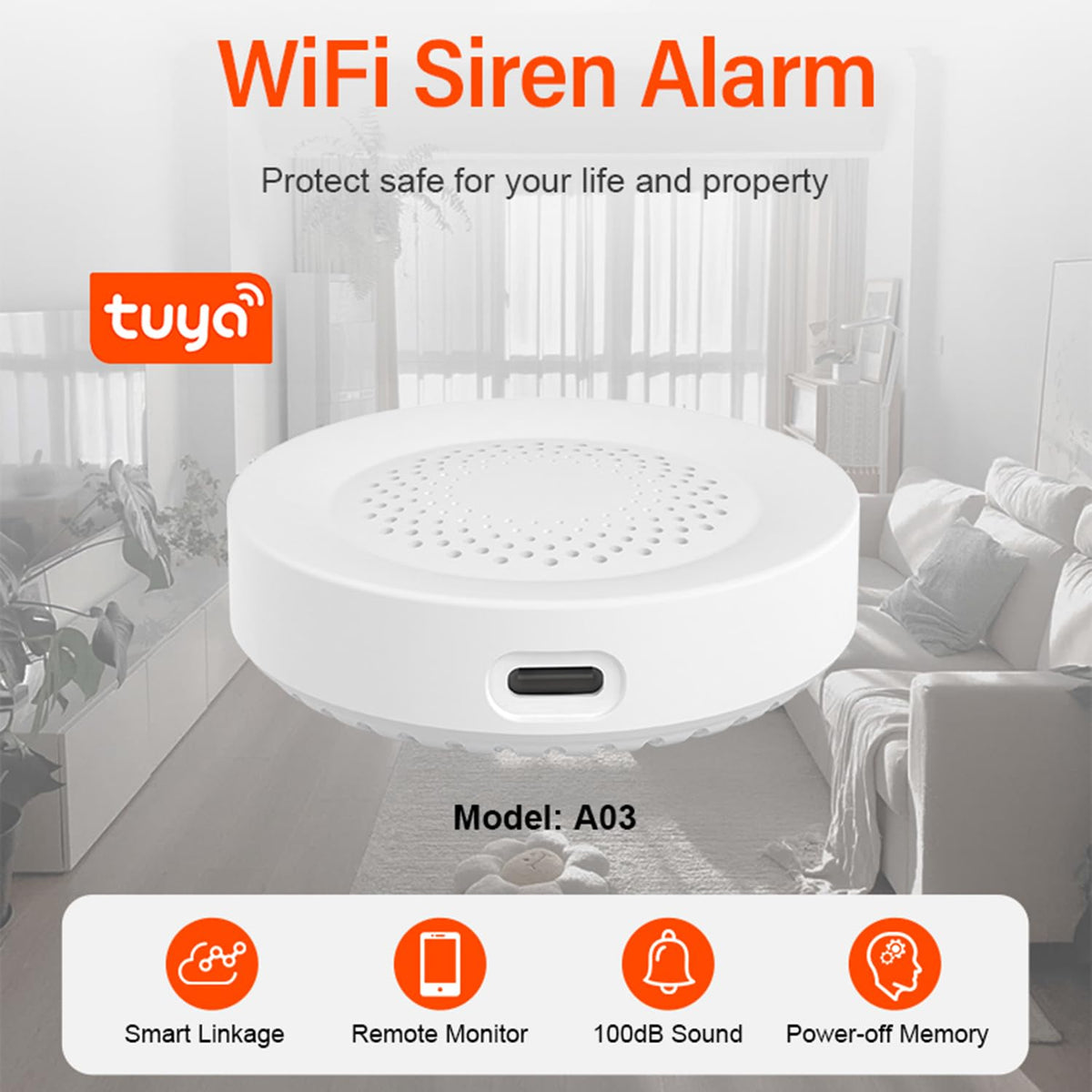 SENCKIT WiFi Siren wall-mount ready for discreet placement