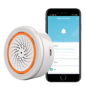 SENCKIT Zigbee siren front view showing compact home security device