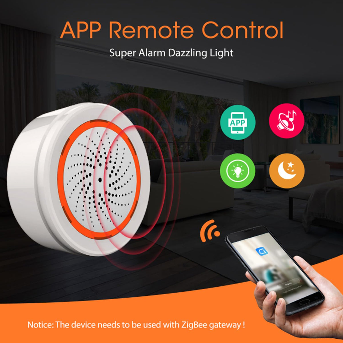 SENCKIT Zigbee siren side view highlighting slim profile and wall mount readiness