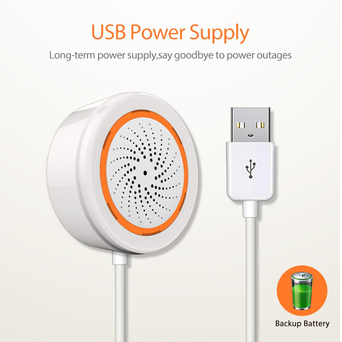 SENCKIT Zigbee siren USB power cable for continuous operation