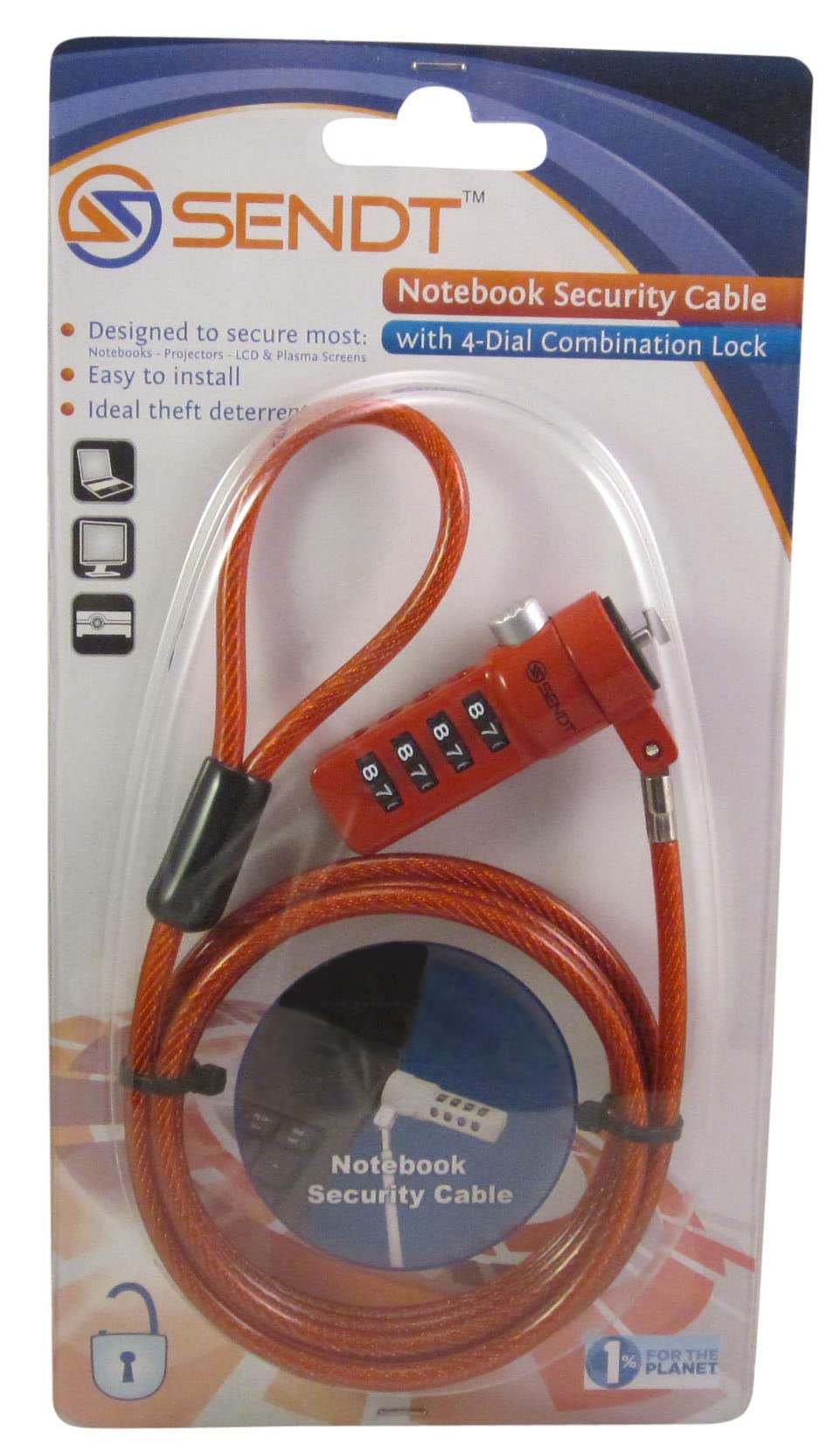 Sendt 4-dial combination lock on zinc alloy body close-up