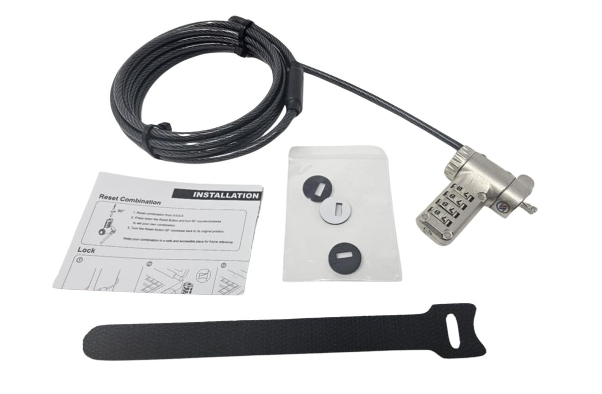 Sendt 6-foot combination cable secures laptops during travel.