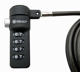 Sendt black notebook lock cable coiled length demonstrates 6 ft reach
