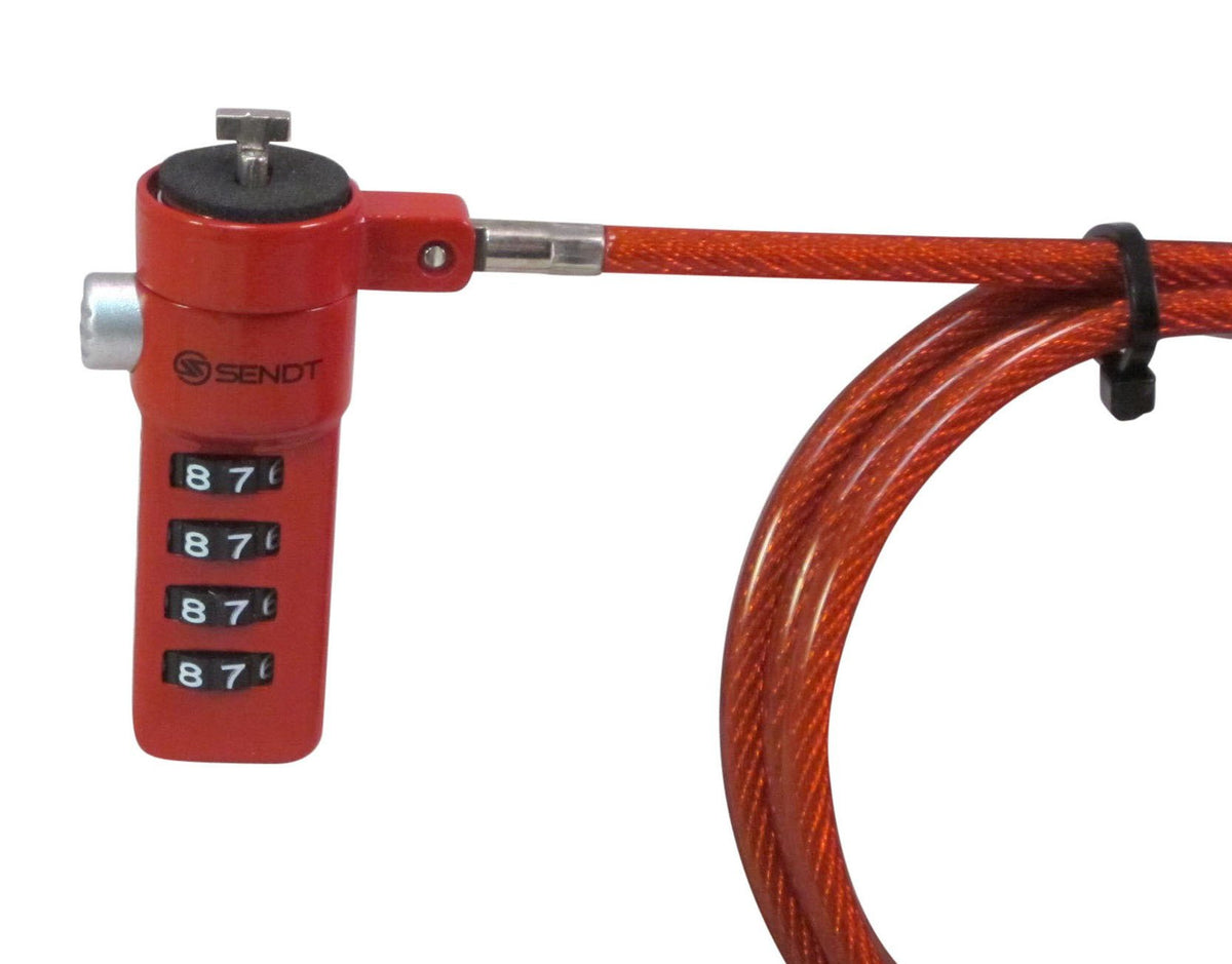 Sendt red notebook lock packaging showing six-foot cable