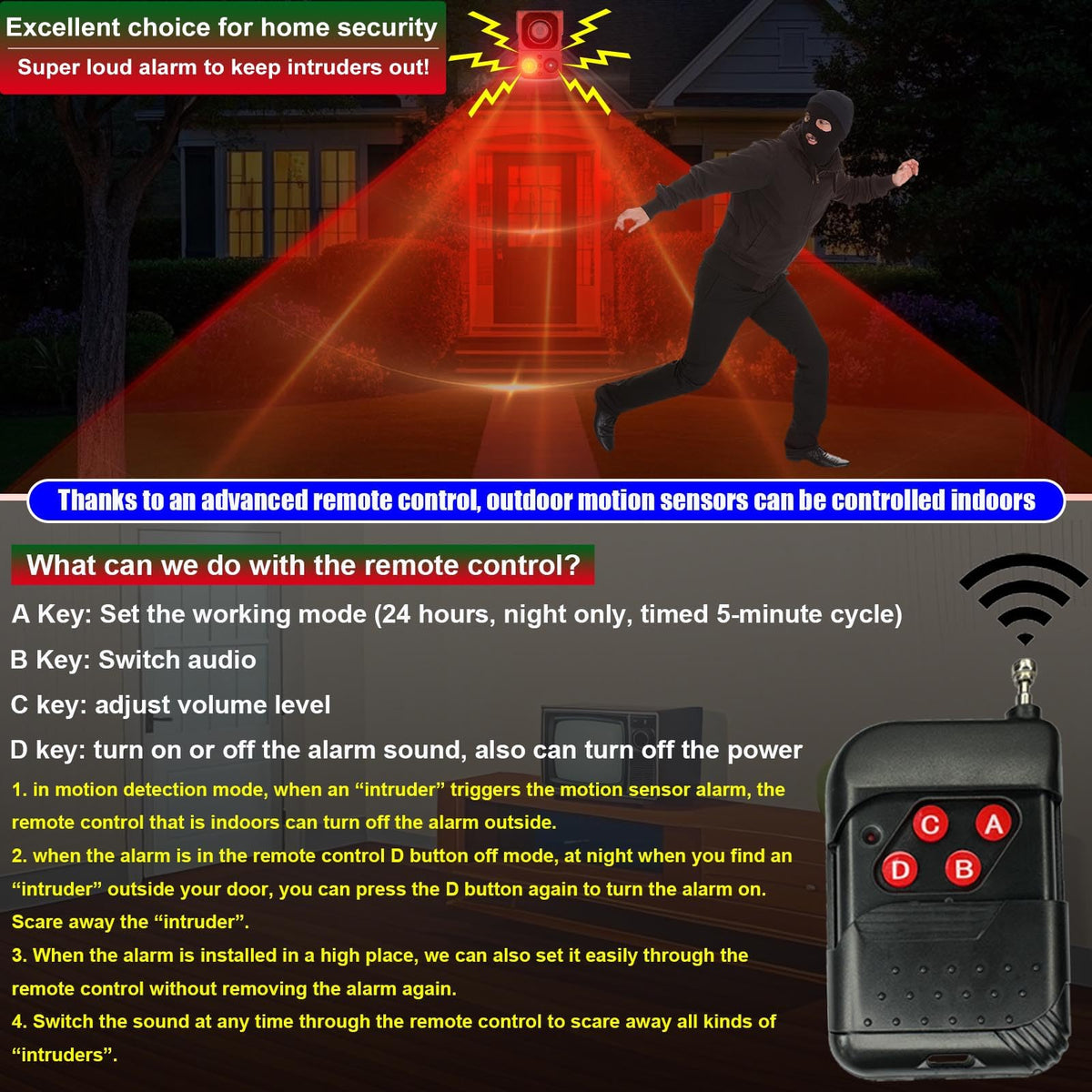 SENKEFEI SS alarm demonstrates wide detection coverage with multiple alert sounds.