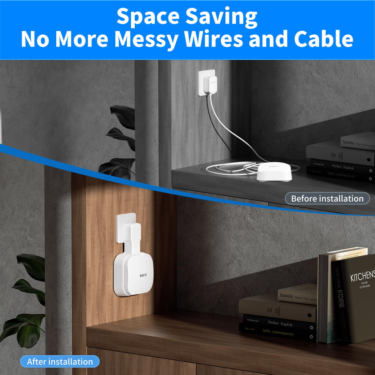 SENLEG eero 7 wall mount no-drill install enables quick, tool-free placement.