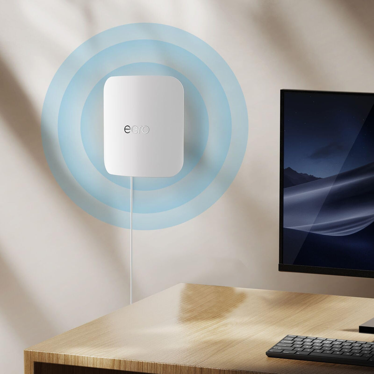 SENLEG eero Max 7 mounted on wall for a clutter-free space