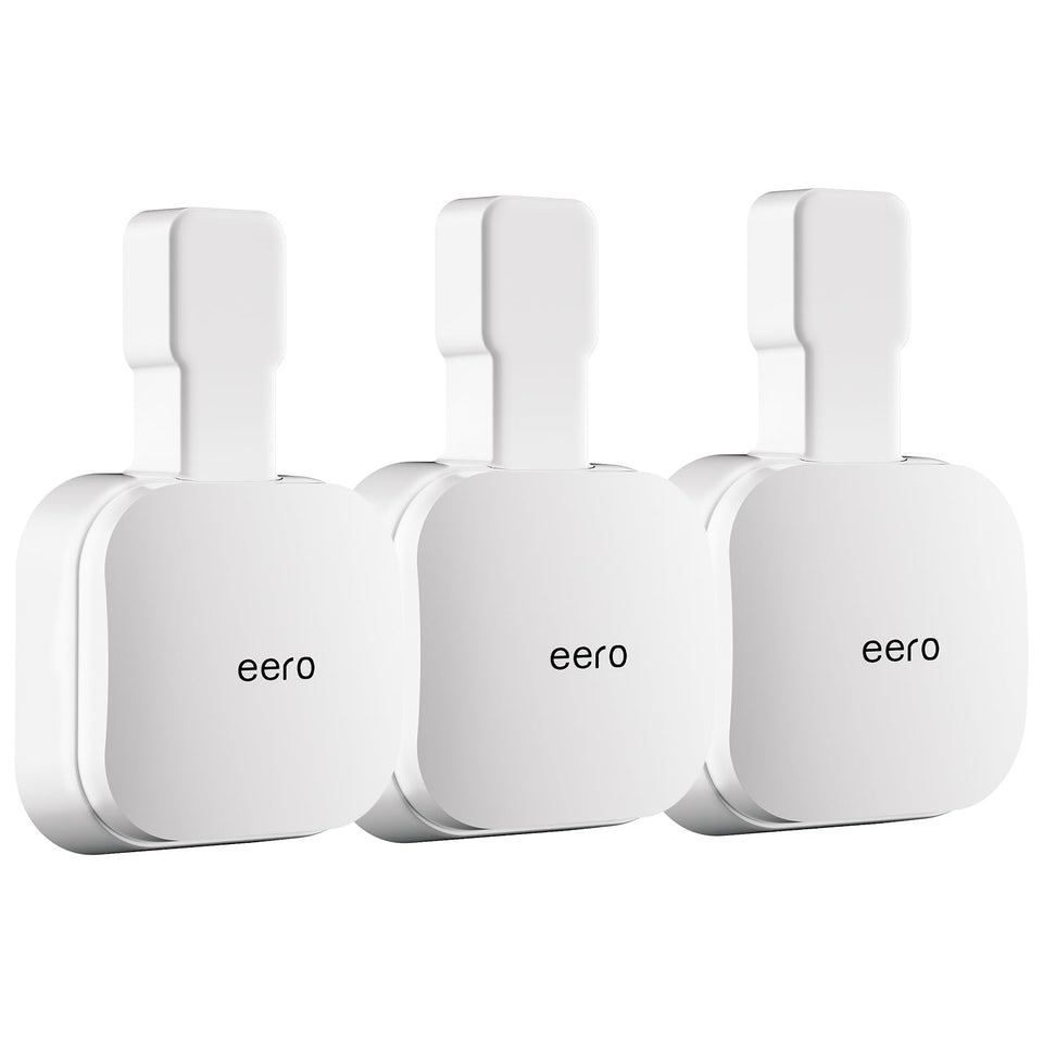 SenLEG eero Pro 6e wall mount three-pack for space-saving setup.