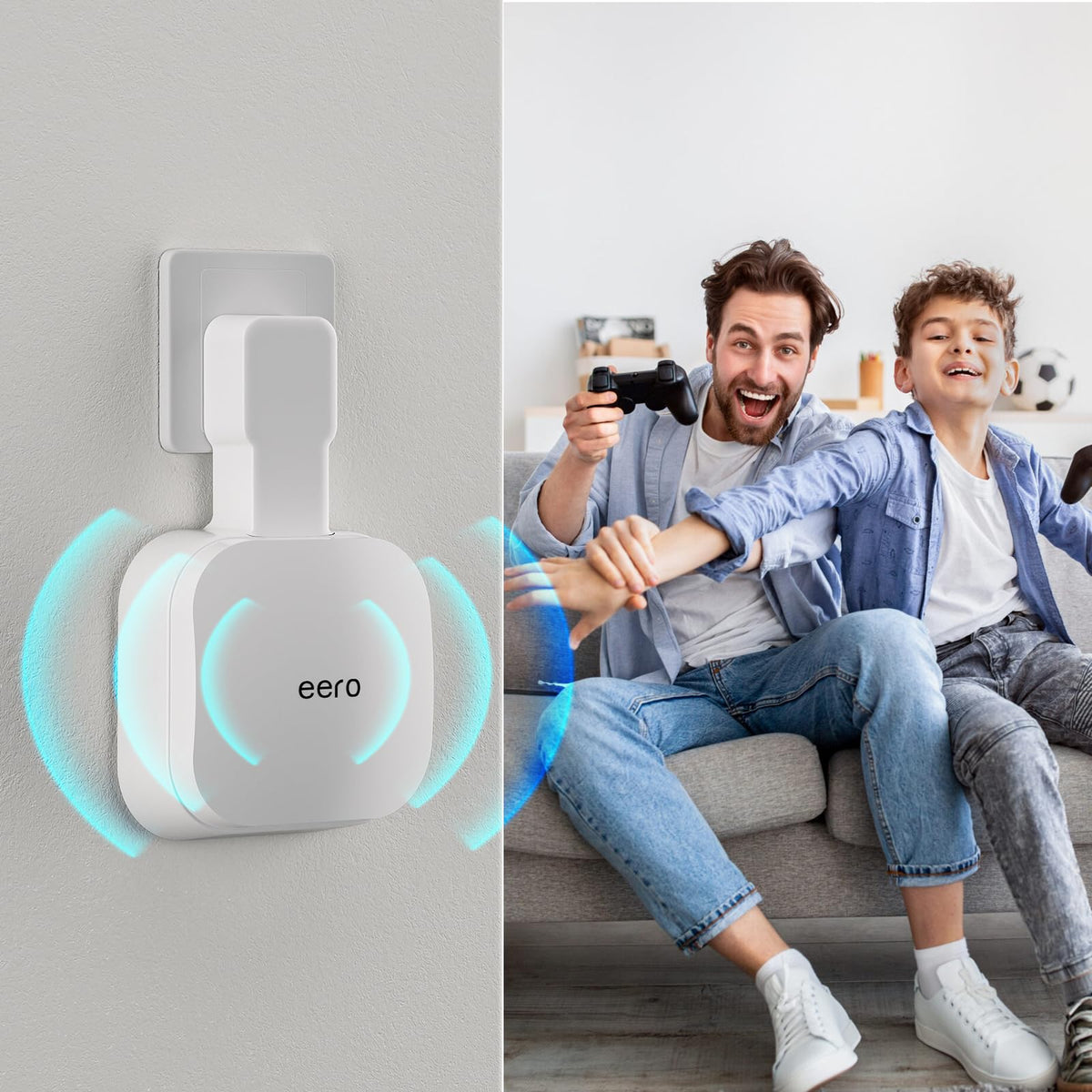 SENLEG eero Pro 6e wall mounted at outlet for tidy, stable Wi-Fi.
