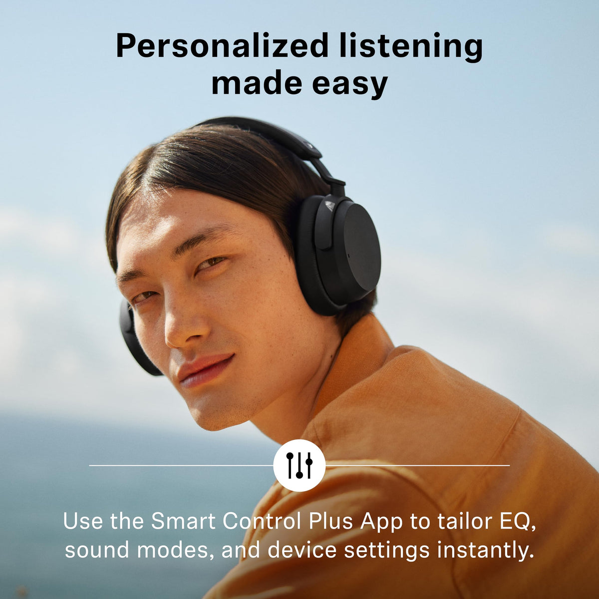 Sennheiser Accentum hybrid ANC mode switch showing noise cancellation options.