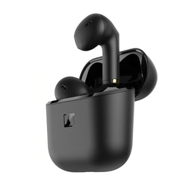 Sennheiser ACCENTUM open-ear earbuds in a compact charging case for all-day power