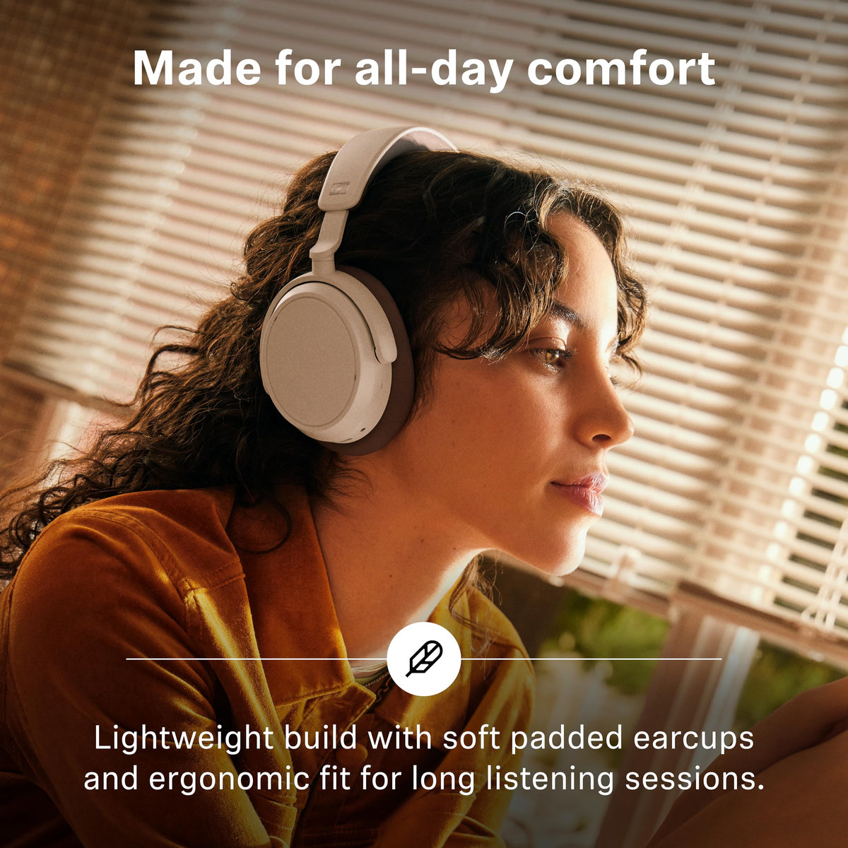 Sennheiser Accentum Plus cushioned earcups provide all-day comfort.