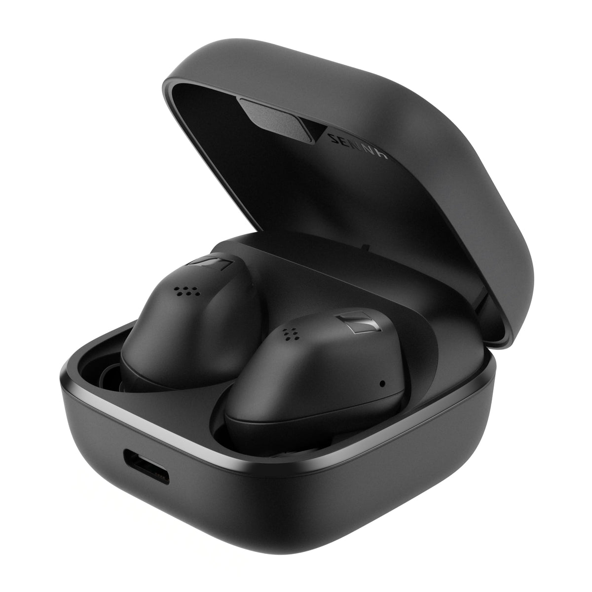Sennheiser Accentum case image showing secure storage and charging convenience