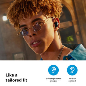 Sennheiser Accentum earbuds worn for comfort and stable fit during daily activities