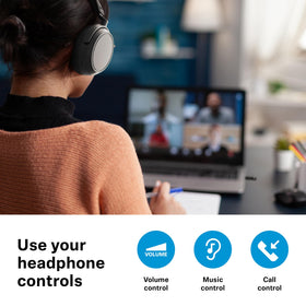Sennheiser Accentum in desk setup with touch controls for calls and media