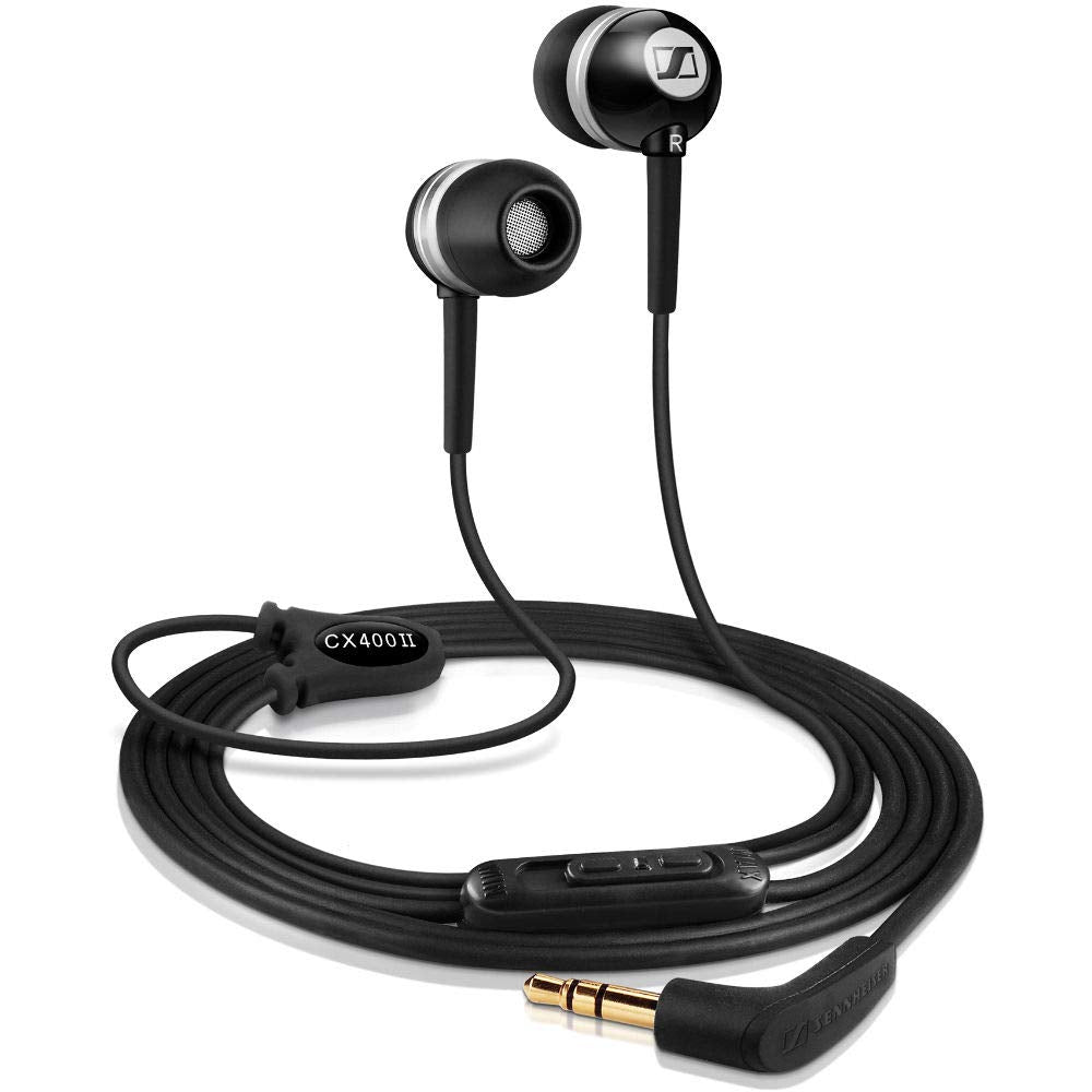 Sennheiser CX 400‑II front view showing earbuds and cable, delivering accurate sound