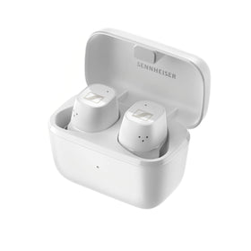 Sennheiser CX Plus case with LED indicator and on-the-go charging.