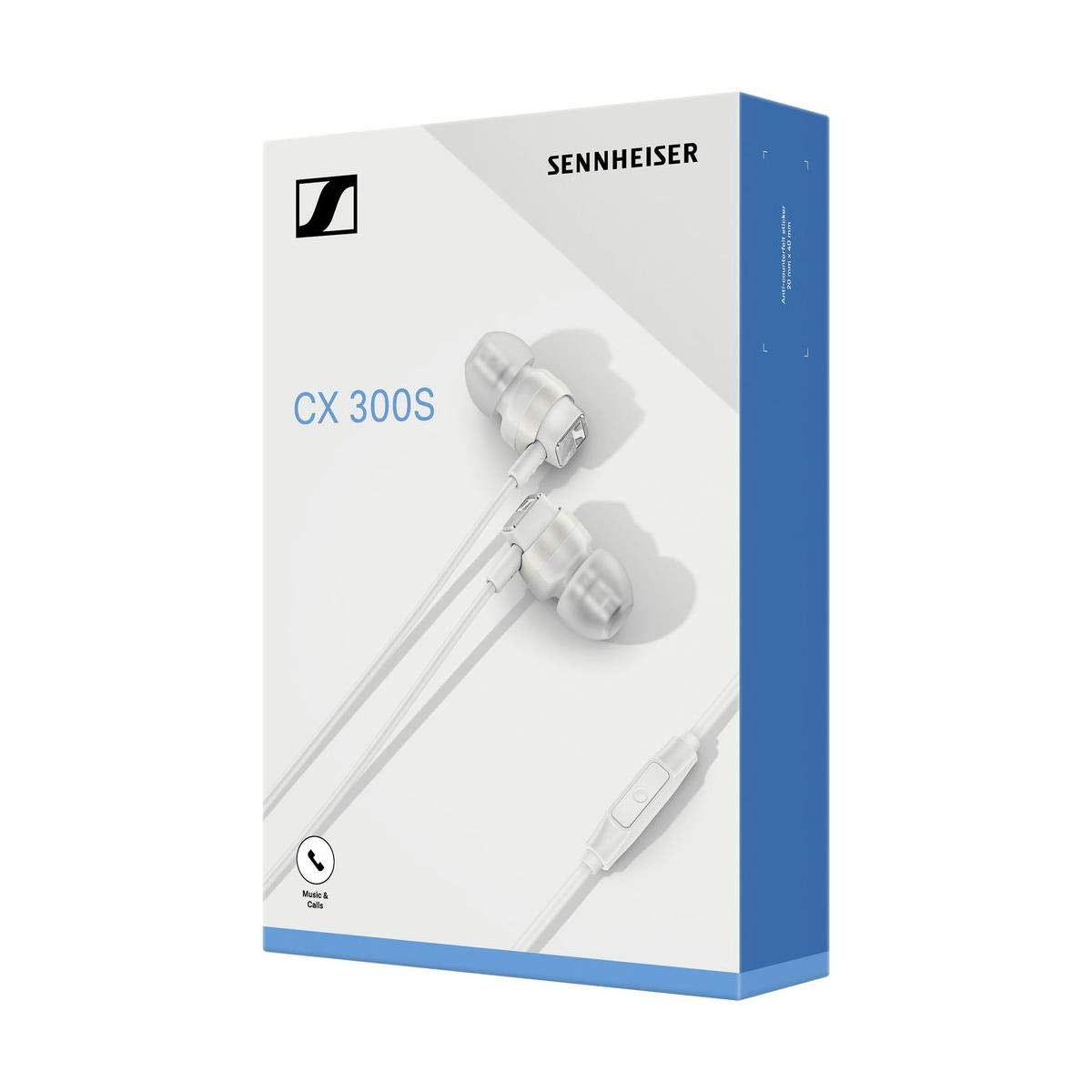 Sennheiser CX 300S 3.5mm plug beside smartphone showing universal compatibility