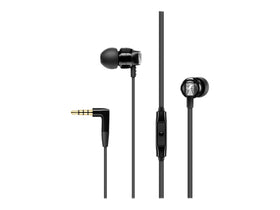 Sennheiser CX 300S front view showing sleek black earbuds and balanced design for precise audio