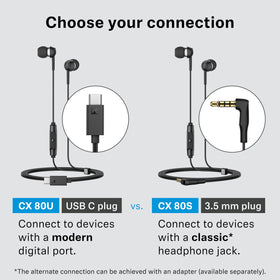 Sennheiser CX 80U cable and joint detail showing durable construction benefit