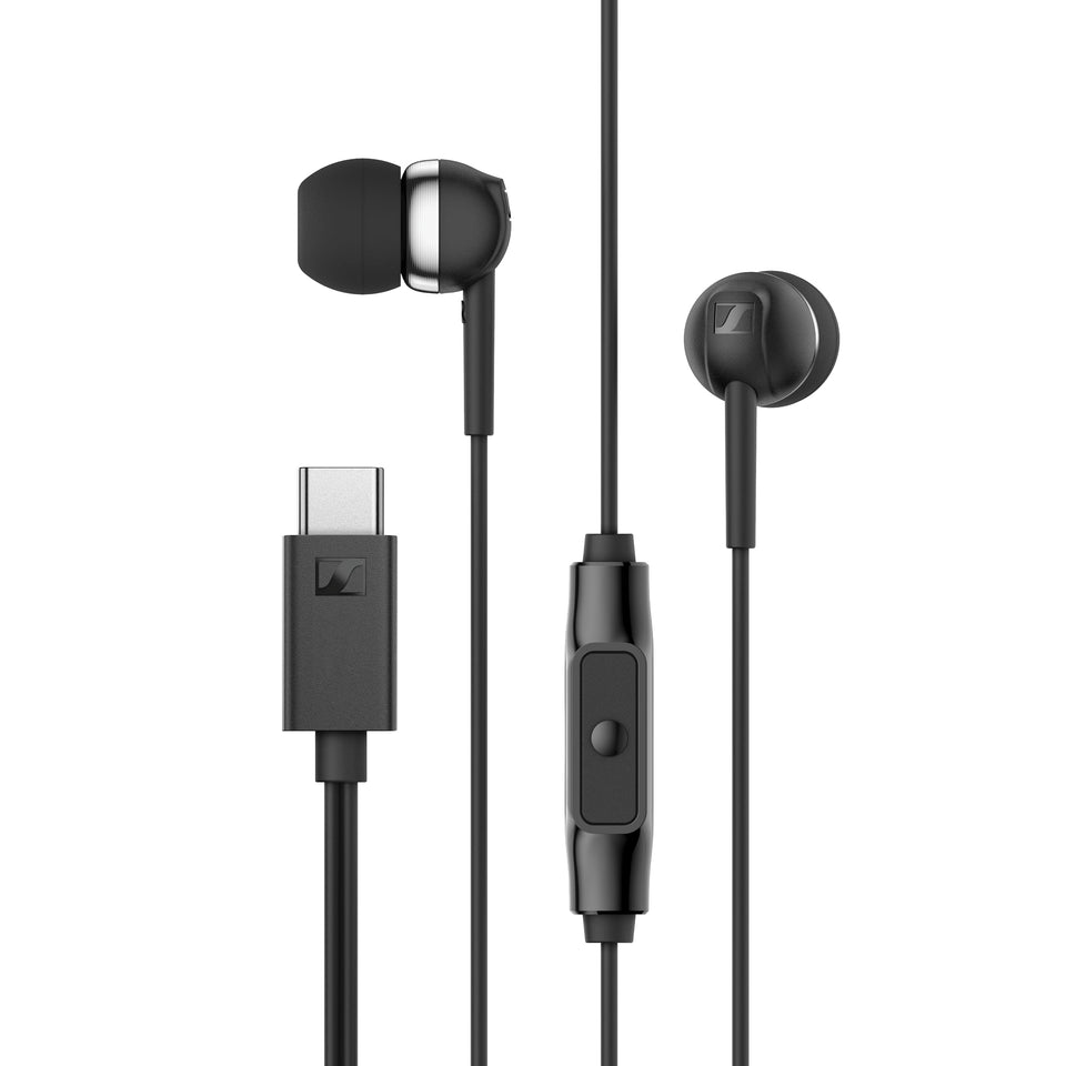 Sennheiser CX 80U front view showing compact earbuds and balanced design benefit