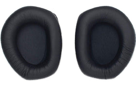 Sennheiser leatherette ear pads with foam disc screen for added sound isolation.