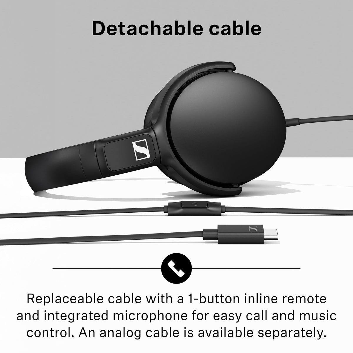 Sennheiser HD 400U wired USB-C connection for smartphones.
