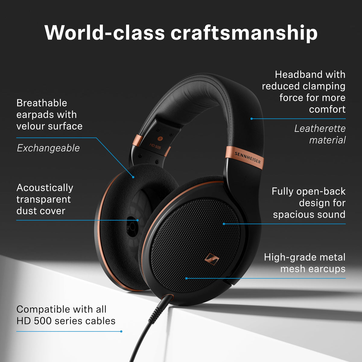 Sennheiser HD 505 copper edition drawstring bag included for travel