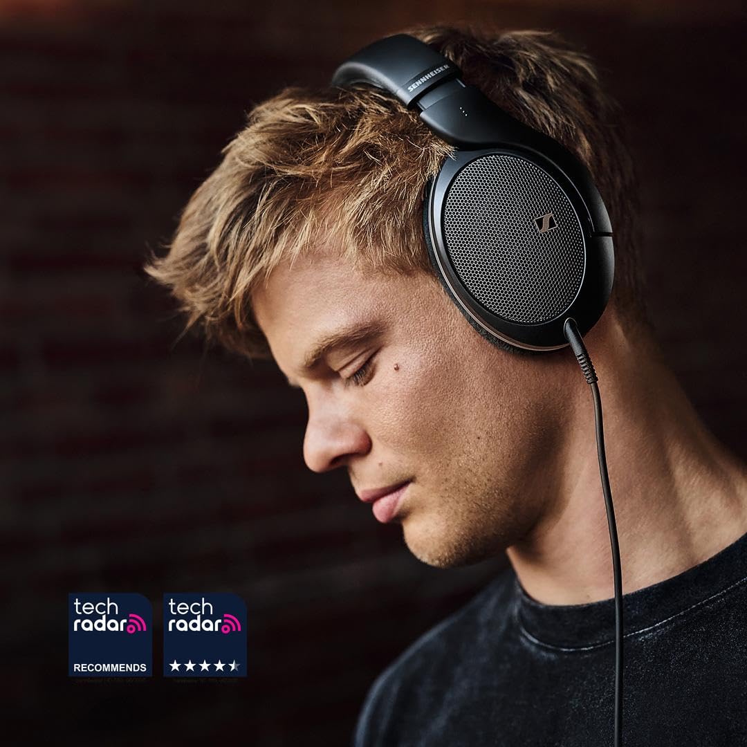Close-up of HD 550 earcups with open-back design for airy sound.