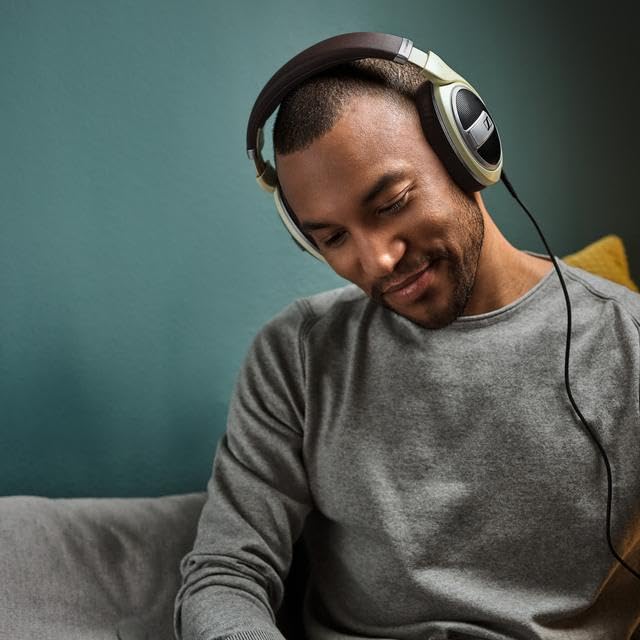 Close-up of ivory finish and brown stitching on the HD 599