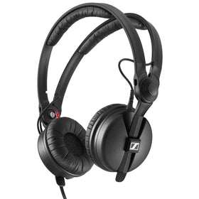 Sennheiser HD 25 Plus closed-back headphones for clean isolation in noisy environments.