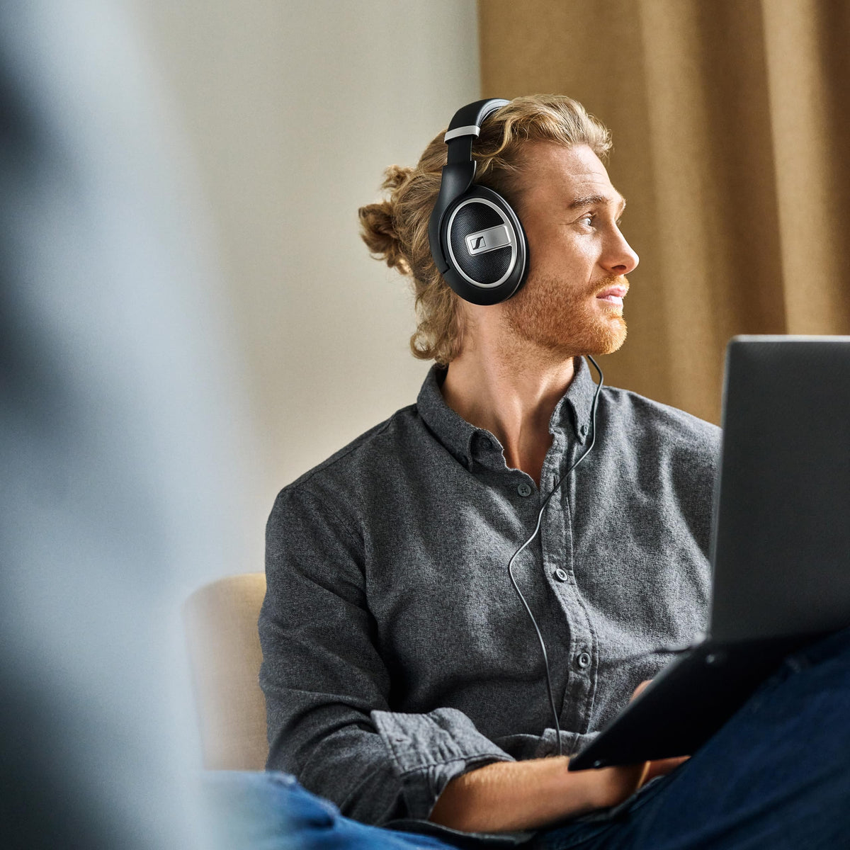 Sennheiser HD 599 side view highlighting comfortable over-ear fit for long sessions