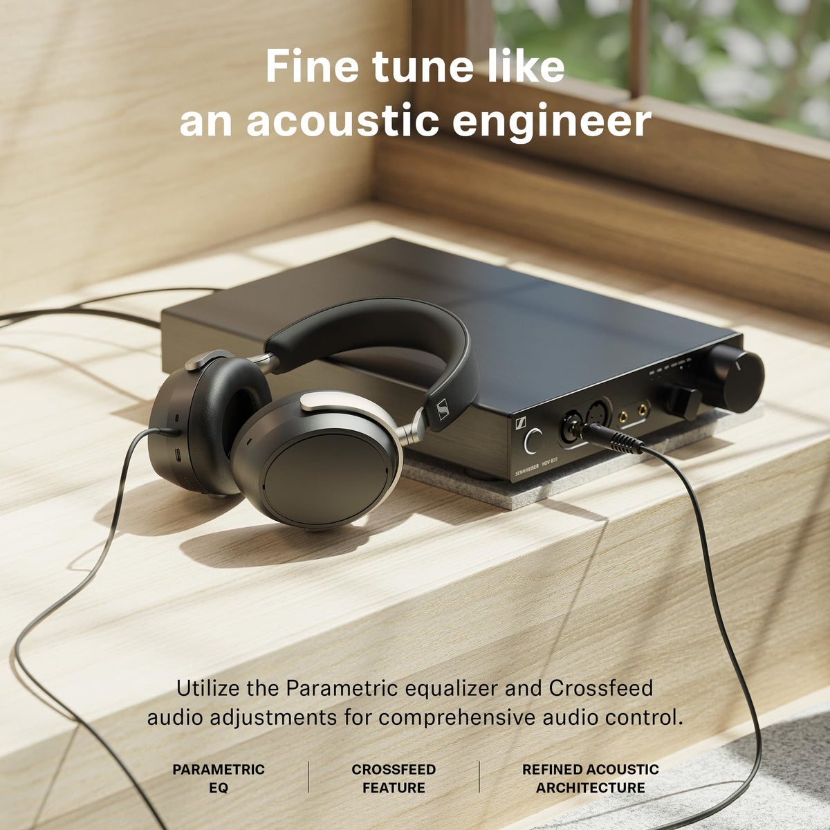 Sennheiser HDB 630 controls close-up illustrating quick EQ and playback adjustments
