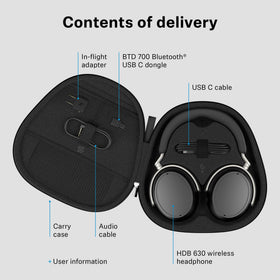 Sennheiser HDB 630 wired cable connection for versatile use