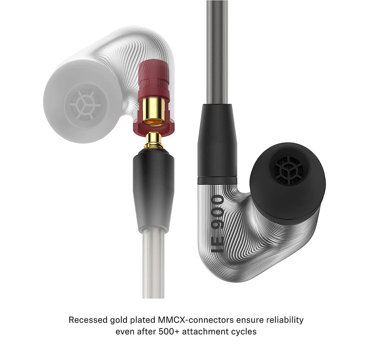 Sennheiser IE 900 triple-chamber absorber refines the treble profile.
