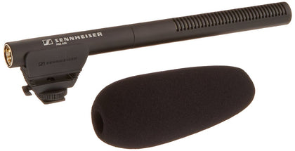 Sennheiser MKE600 on-camera microphone capturing dialogue with directional pickup