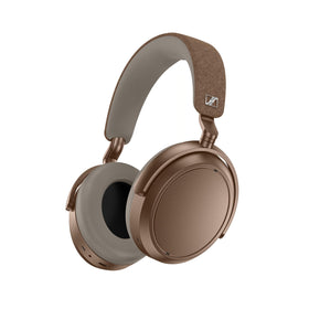 Sennheiser Momentum 4 headphones with brown case for travel