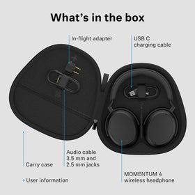 Sennheiser Momentum 4 carry case and included accessories